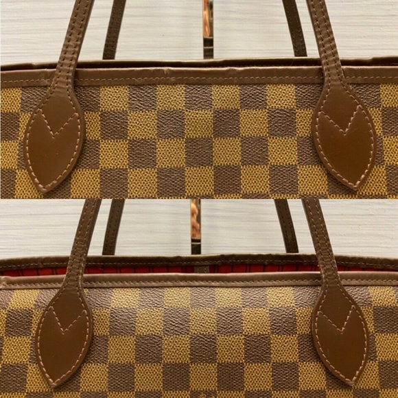 Louis Vuitton Neverfull MM Damier Ebene Cherry Red Tote Shoulder Bag(SP2068) - Picture 4 of 12